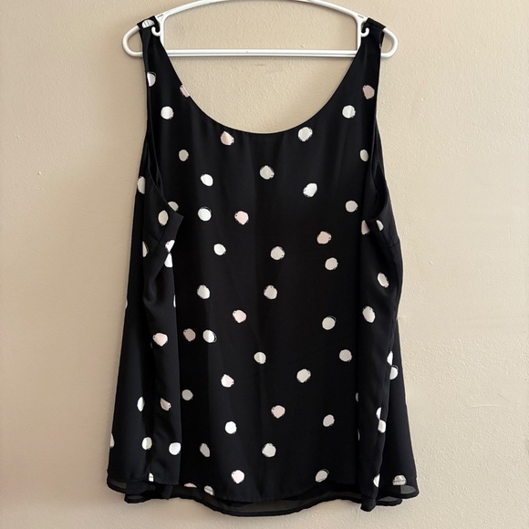 Reitmans Black with Peach & White Polkadot Double Lined Camisole Blouse - Picture 9 of 12